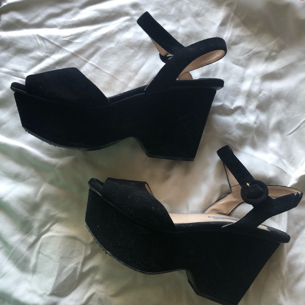 Prada black suede platforms size 37.